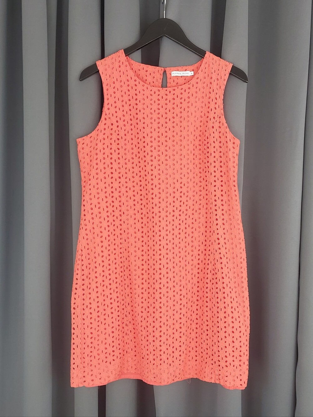 Alfred Sung Orange Square Eyelet Sleeveless Shift Dress Size 12